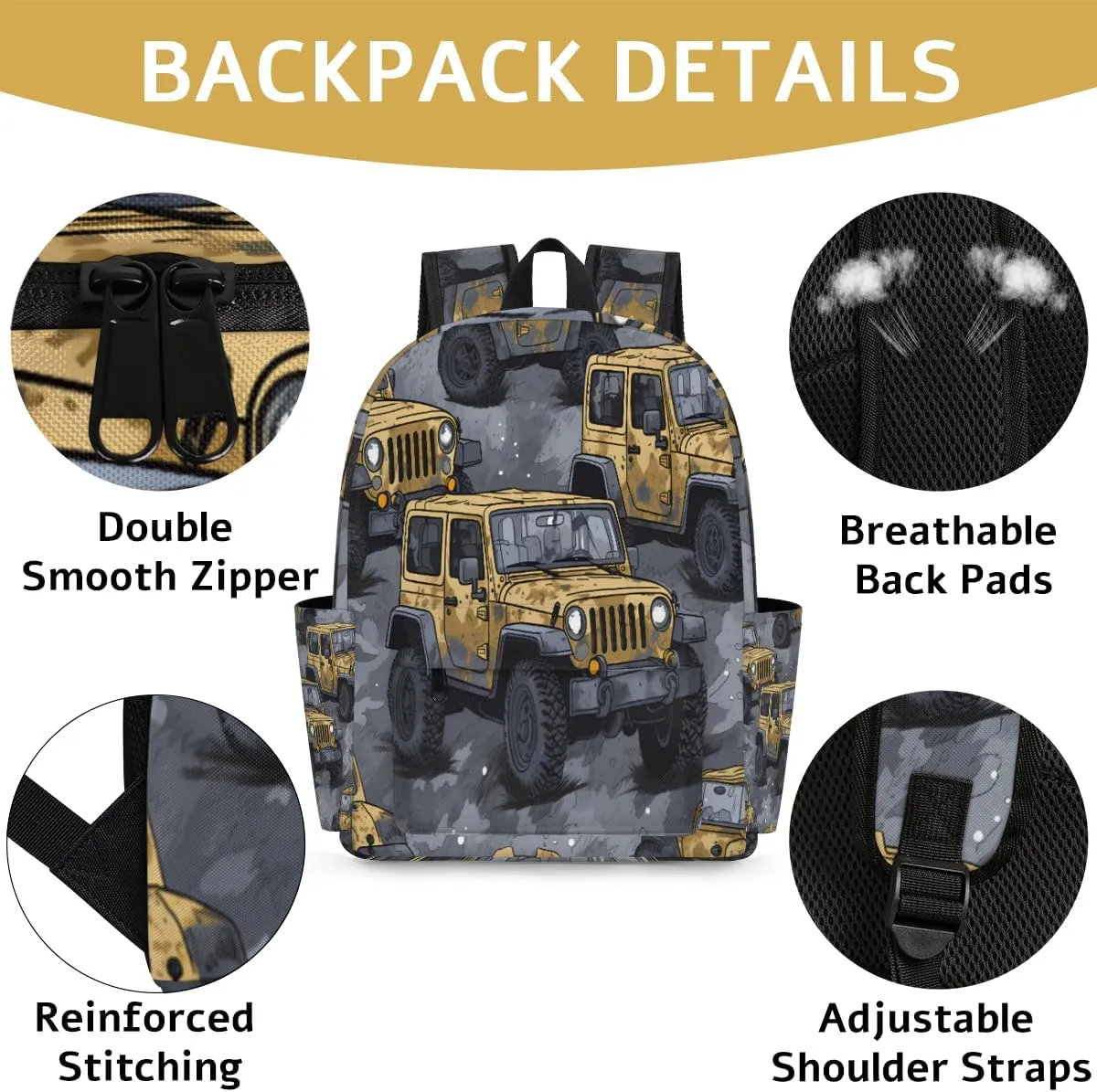 Kids Backpack for Girls Boys School Bookbag Water Resistant Lightweight Travel Bag Adjustable Shoulder Straps Preschool Primary School Toddler Backpack Cartoon Car Pattern Print