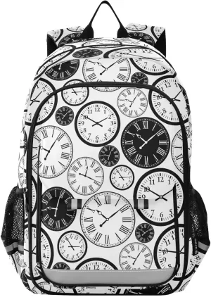 Kids Backpack for Girls Boys Wall Clocks Alarm Clocks Schoolbag Laptop Bookbags Students Casual Daypack with Reflective Strip