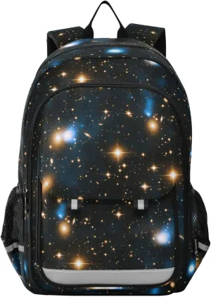 Kids Backpack Space Black Sky Flickering Stars Toddler Teens Backpack for Boys and Girls with Chest Strap,School Students Bookbag Daypack for Preschool Kindergarten Elementary