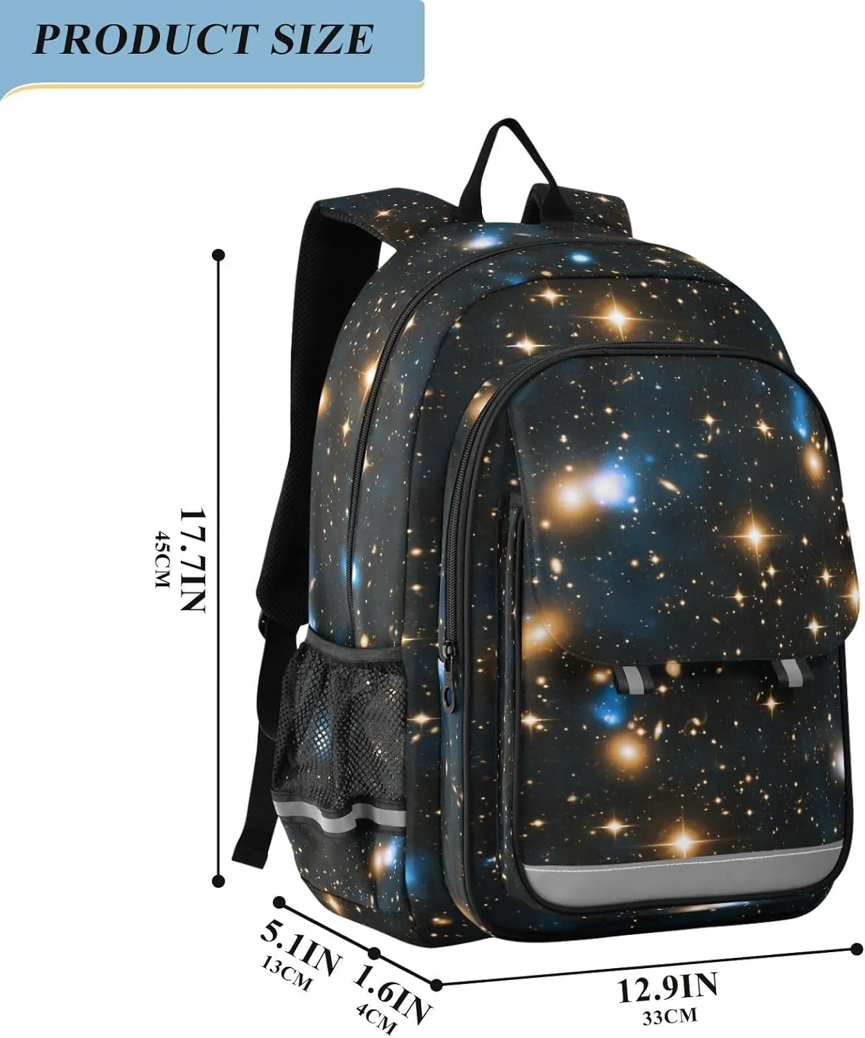 Kids Backpack Space Black Sky Flickering Stars Toddler Teens Backpack for Boys and Girls with Chest Strap,School Students Bookbag Daypack for Preschool Kindergarten Elementary