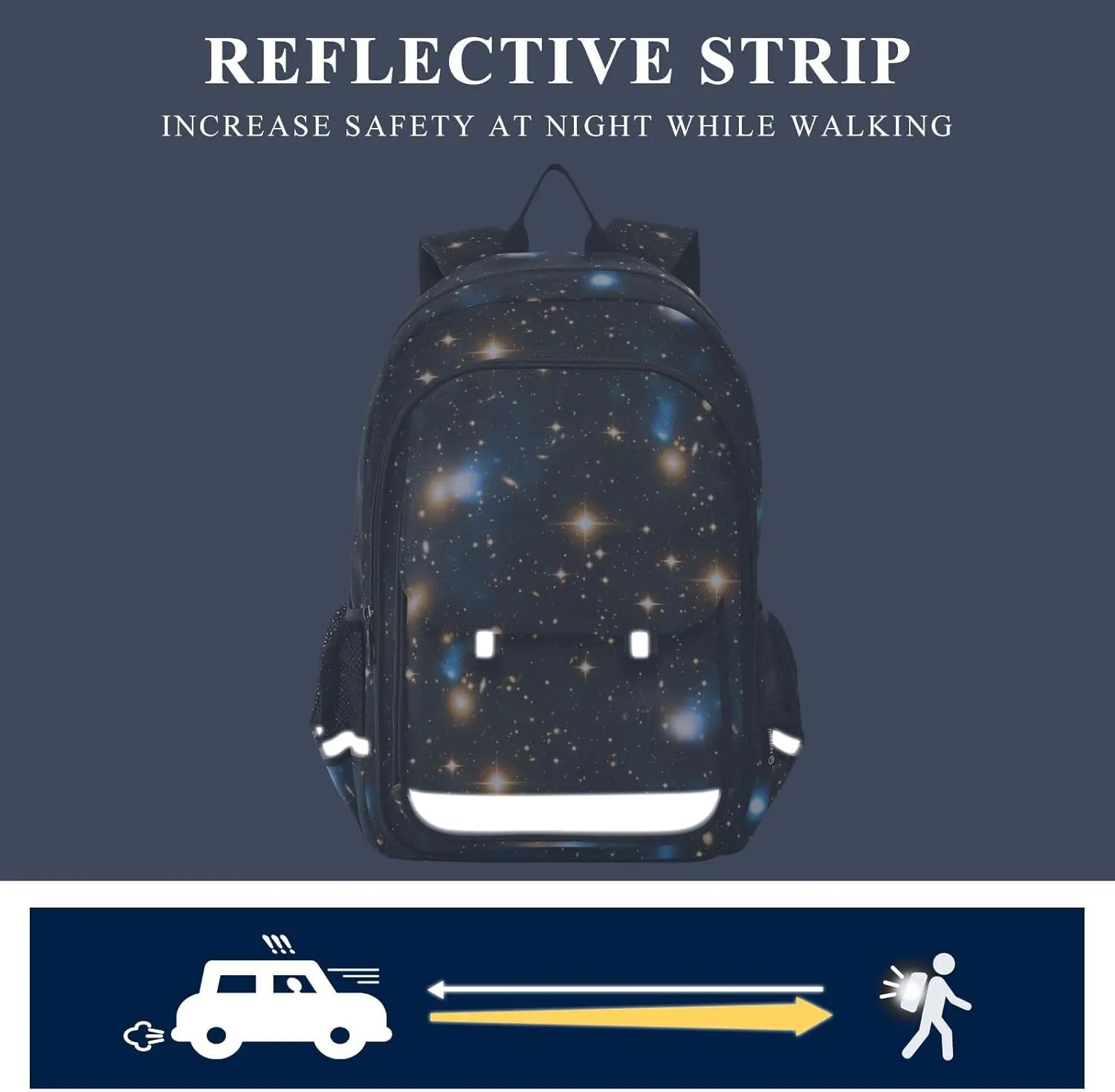 Kids Backpack Space Black Sky Flickering Stars Toddler Teens Backpack for Boys and Girls with Chest Strap,School Students Bookbag Daypack for Preschool Kindergarten Elementary