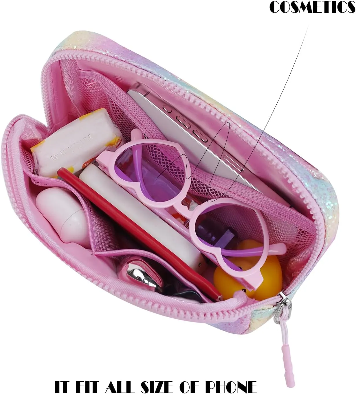 Kids Fanny Pack Glitter Waist Pack Initial Crossbody Bag Belt Bag for Girls Gifts Sparkly Cute Purse Rainbow A