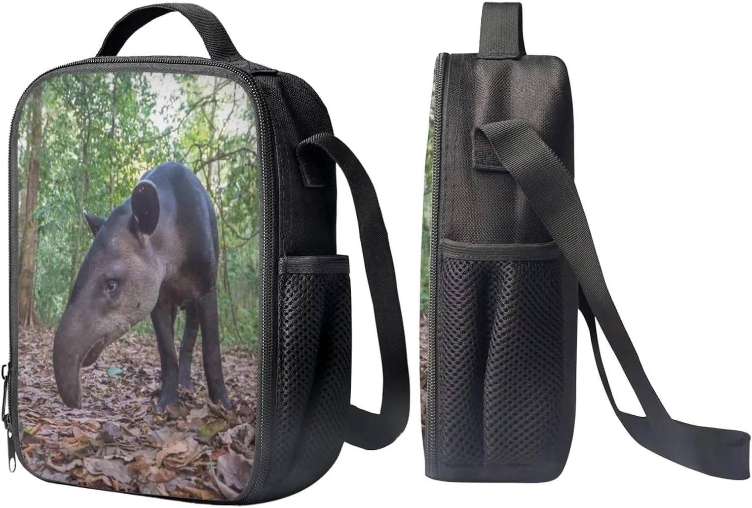 Kids Novelty Animal Backpack and Lunch Box for Boys Girls Student Lightweight 17 Inch School Baird’s Tapir Backpack with Lunch Bag Pencil Case Kids Comfy Padded Black Large Bookbag