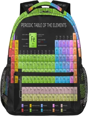 Kids School Backpack for Girls Boys School Bag Large Bookbag Lightweight Elementary Laptop Bag Travel Hiking Daypack (Periodic Table Of The Elements)