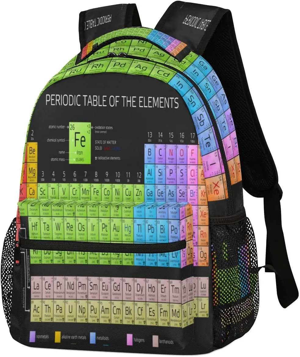 Kids School Backpack for Girls Boys School Bag Large Bookbag Lightweight Elementary Laptop Bag Travel Hiking Daypack (Periodic Table Of The Elements)