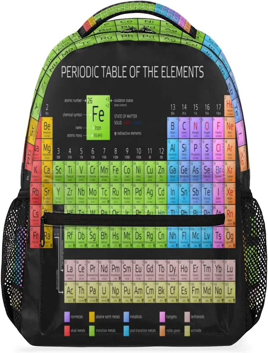 Kids School Backpack for Girls Boys School Bag Large Bookbag Lightweight Elementary Laptop Bag Travel Hiking Daypack (Periodic Table Of The Elements)