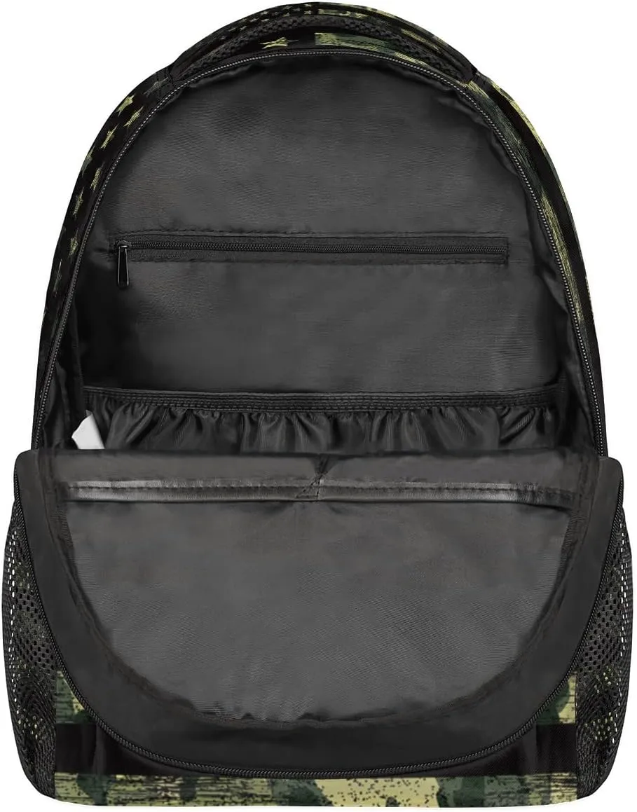 Kids School Backpack for Girls Boys School Bag Large Bookbag Lightweight Elementary Laptop Bag Travel Hiking Daypack (USA Flag Camouflage)