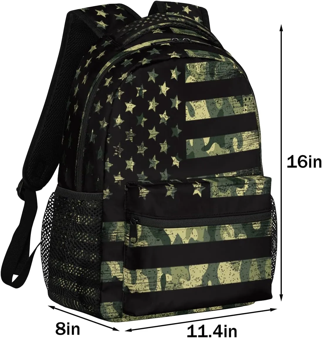 Kids School Backpack for Girls Boys School Bag Large Bookbag Lightweight Elementary Laptop Bag Travel Hiking Daypack (USA Flag Camouflage)