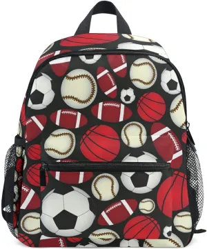 Kid's Toddler Backpack Football Basketball Baseball Sport Schoolbag for Cute Boys Girls, Daycare School Children Kindergarten Bag Preschool Nursery Travel Purse Bag