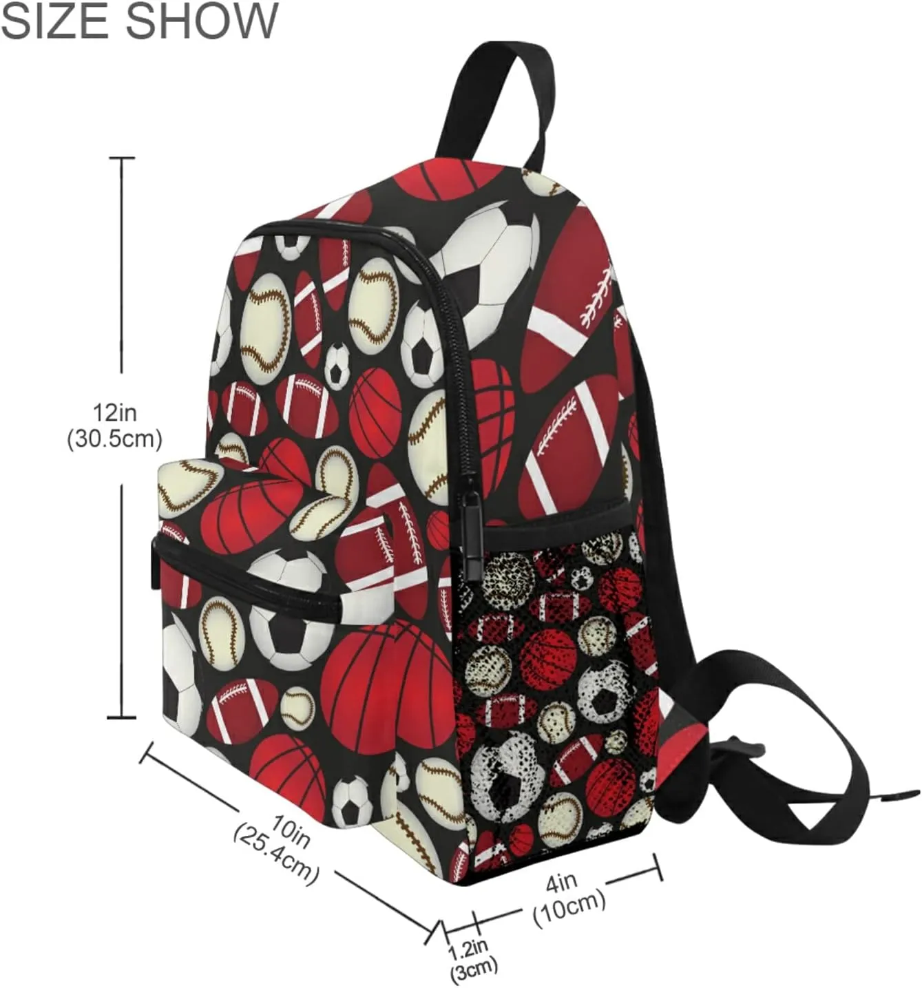 Kid's Toddler Backpack Football Basketball Baseball Sport Schoolbag for Cute Boys Girls, Daycare School Children Kindergarten Bag Preschool Nursery Travel Purse Bag