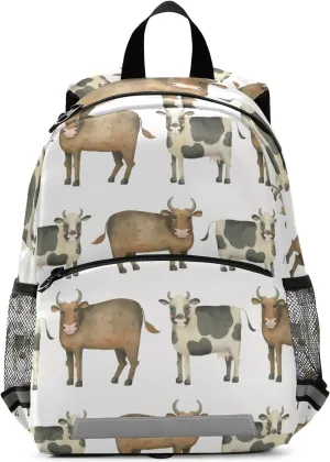 Kid's Toddler Backpack Funny Cows School Bookbag for Boys Girls, Children Kindergarten Bag Preschool Nursery Travel Purse Bag