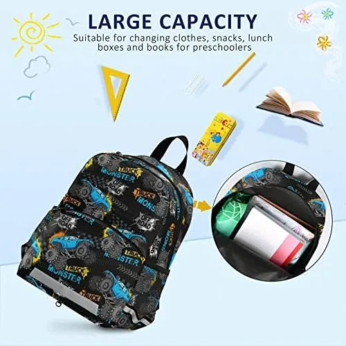 Kid's Toddler Backpack Modern Monster Truck Schoolbag Safety Leash for Boys Girls,Trace Of Tire Car Kindergarten Children Bag Preschool Nursery Travel Bag Chest Clip Reflective Stripe