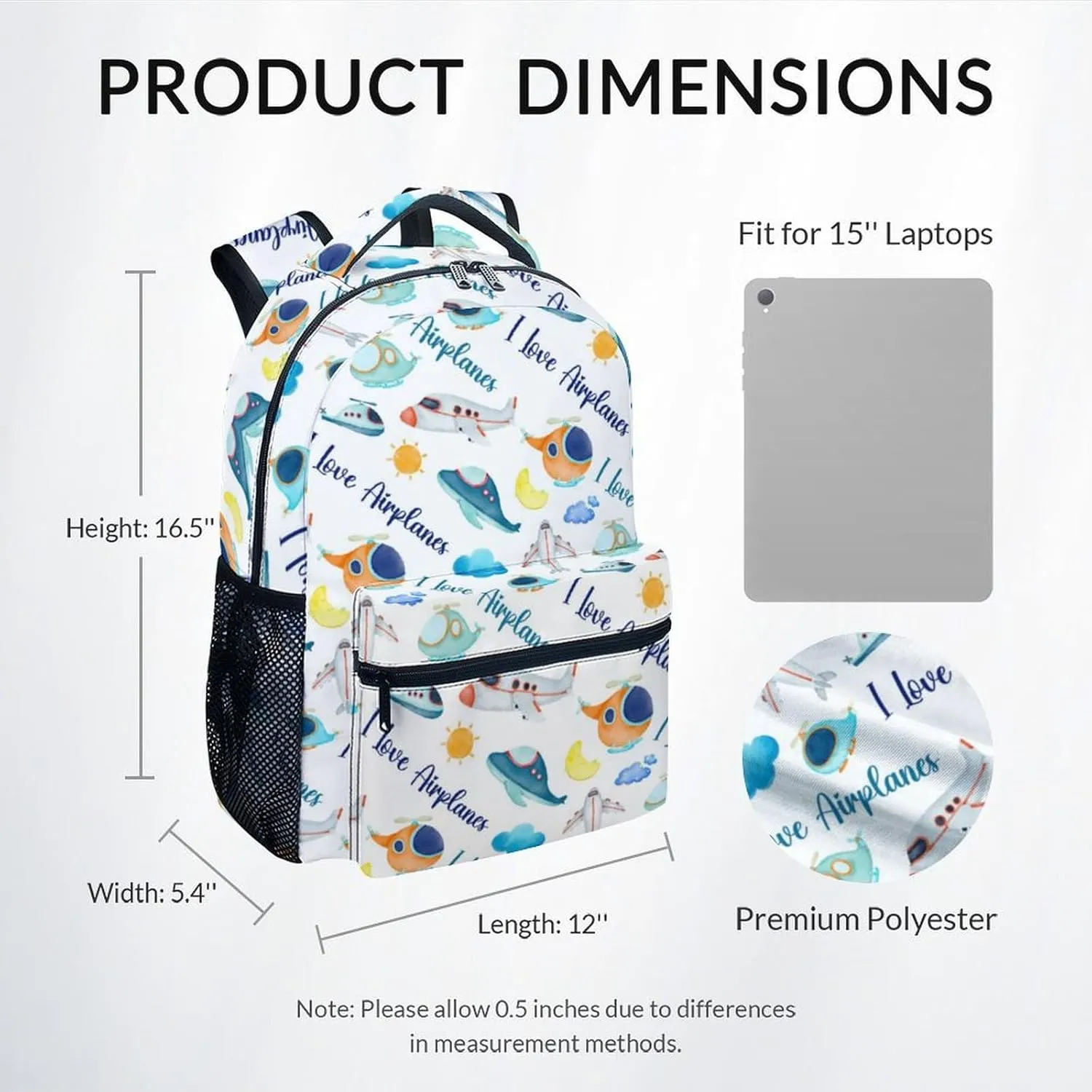 Kids Travel Backpack - 17 Inch Large Capacity Airplane Bookbag - Lightweight Kids' Backpacks for Elementary, Preschool & Travel