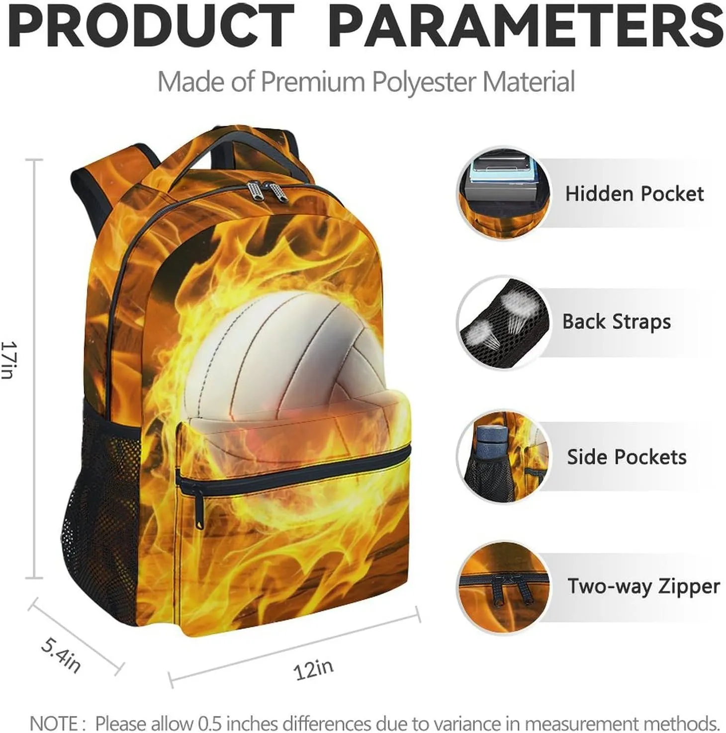 Kids Volleyball Backpack with Lunch Box - Set of 3 Volleyball School Backpacks Matching Combo for Boys - Bookbag and Pencil Case Bundle