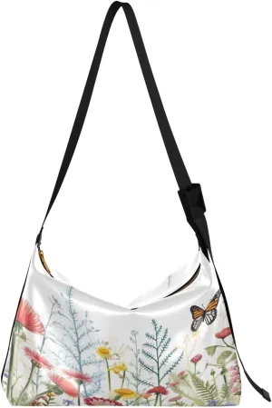Kigai Herbs Flowers Crossbody Bag Hobo Handbag Purse Fashion PU Leather Shoulder Bags for Women