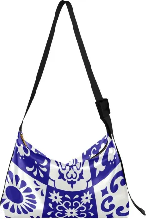 Kigai Talavera Ceramic Navy Blue Crossbody Bag Hobo Handbag Purse Fashion PU Leather Shoulder Bags for Women