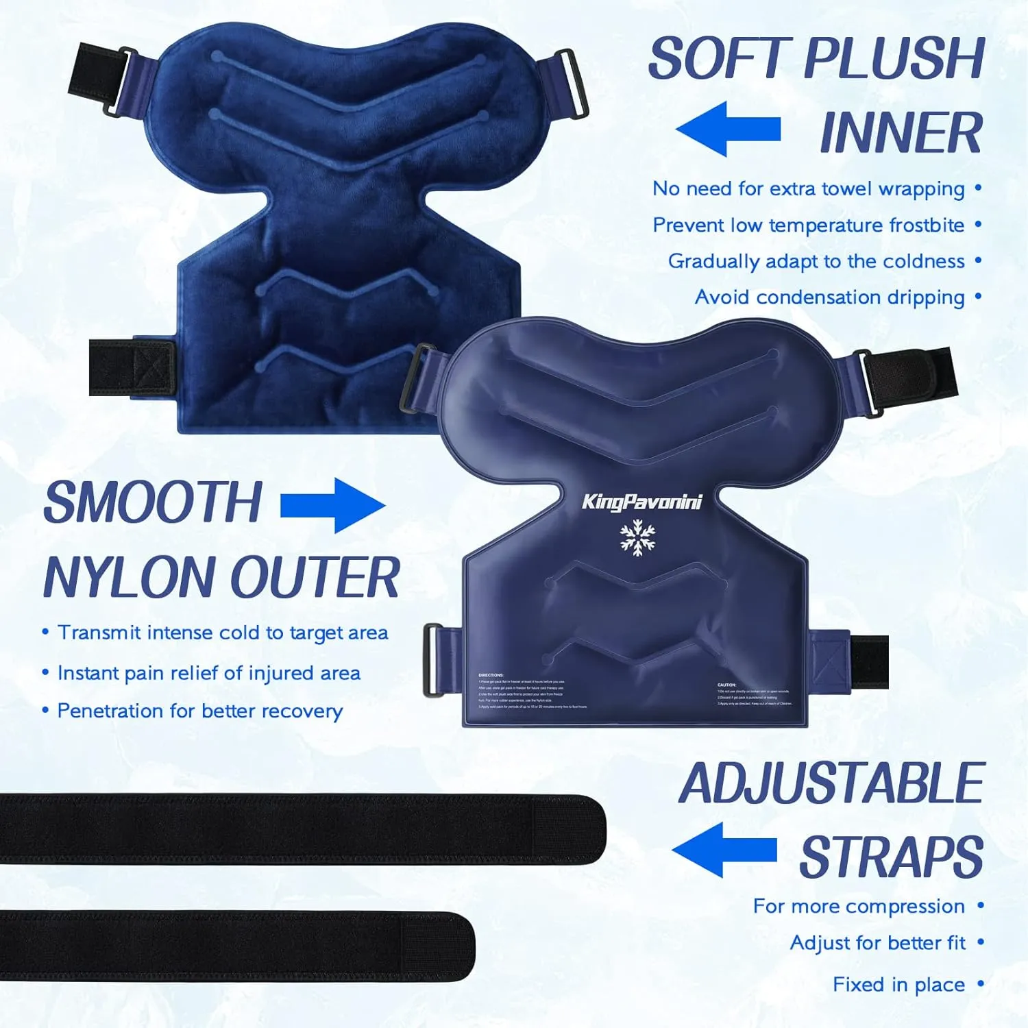KingPavonini Shoulder Ice Pack Rotator Cuff Cold Therapy, Reusable Gel Ice Pack for Shoulder Injuries, Shoulder Ice Pack Wrap for Pain Relief, Swelling, Shoulders Surgery, Tendonitis, Bursitis, Blue