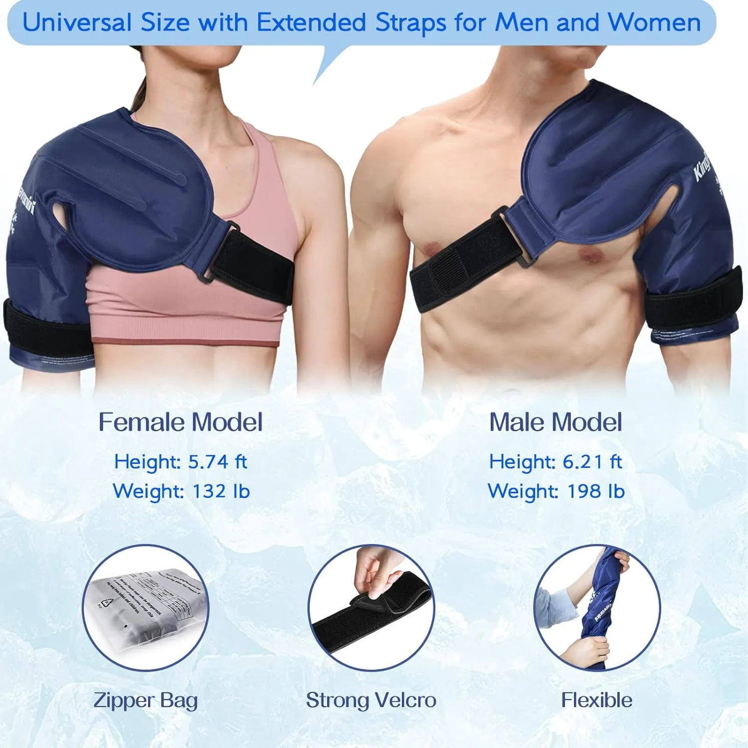 KingPavonini Shoulder Ice Pack Rotator Cuff Cold Therapy, Reusable Gel Ice Pack for Shoulder Injuries, Shoulder Ice Pack Wrap for Pain Relief, Swelling, Shoulders Surgery, Tendonitis, Bursitis, Blue