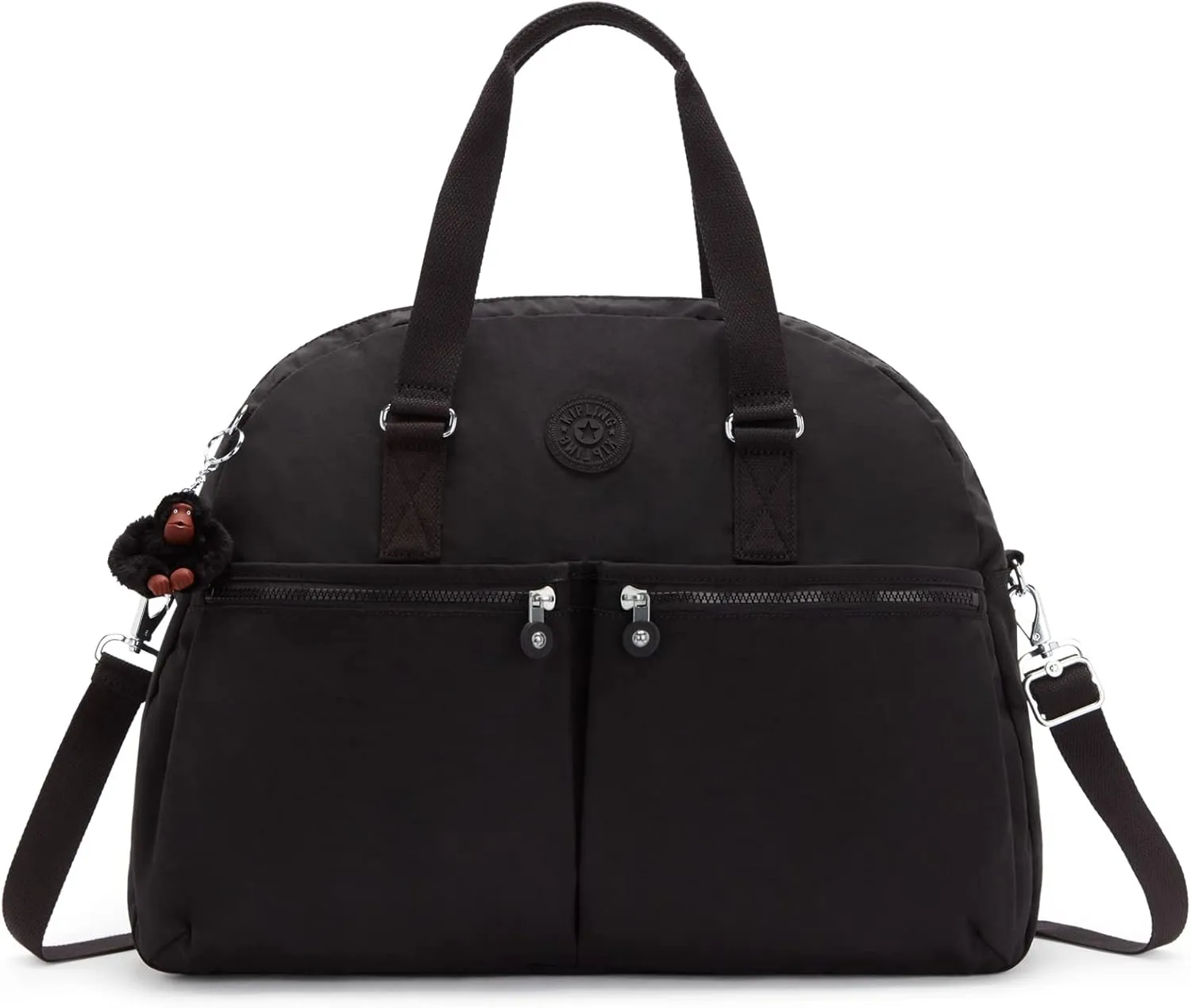 Kipling Women's Eugina Satchel, Handmade, Removable Shoulder Strap, Outer Pockets, Nylon Duffle Bag