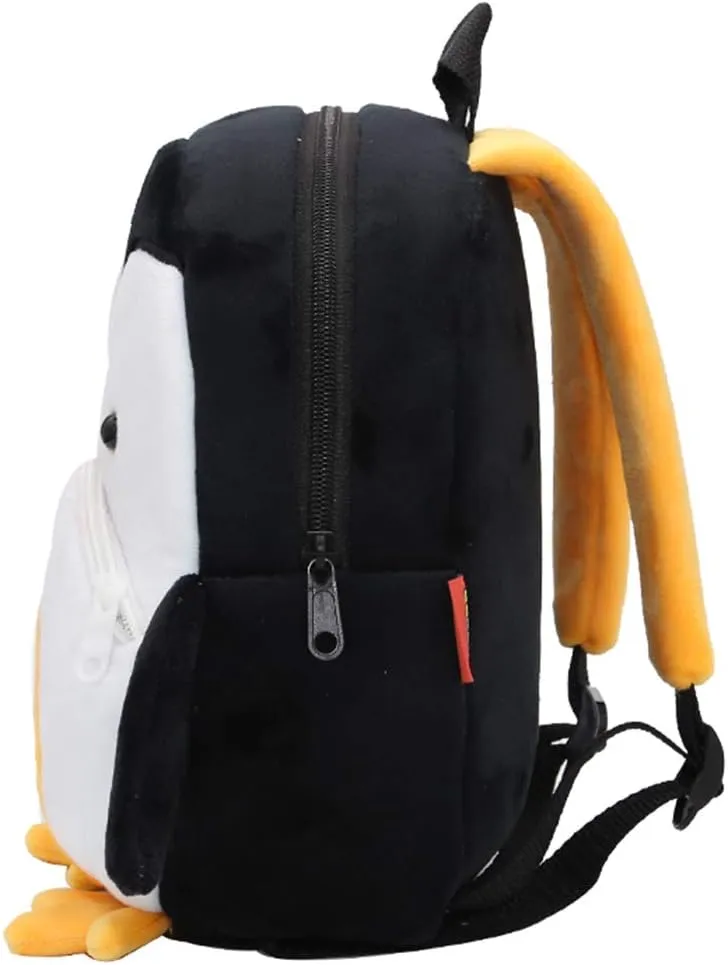 KISSOURBABY Cute Toddler Backpack,Cartoon Cute Animal Plush Backpack Toddler Mini School Bag for Kids Age 2-4Years Old(Penguin)