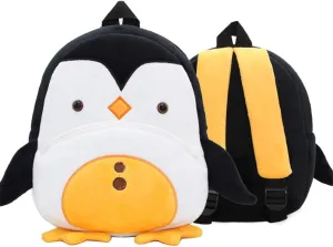 KISSOURBABY Cute Toddler Backpack,Cartoon Cute Animal Plush Backpack Toddler Mini School Bag for Kids Age 2-4Years Old(Penguin)