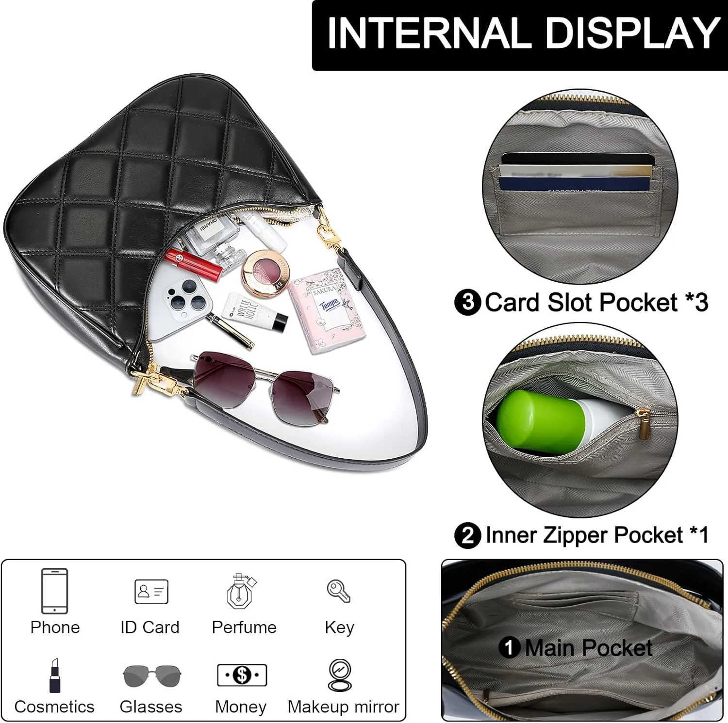 KKXIU Shoulder Bag for Women Cute Hobo Purses and Handbags Retro Clutch Underarm Purse