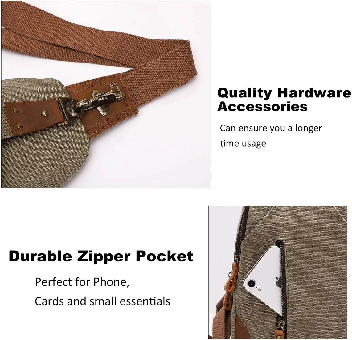 KL928 Canvas Sling Bag Crossbody Backpack Shoulder Casual Rucksack for Men Women