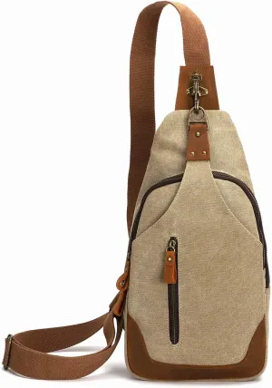 KL928 Canvas Sling Bag Crossbody Backpack Shoulder Casual Rucksack for Men Women