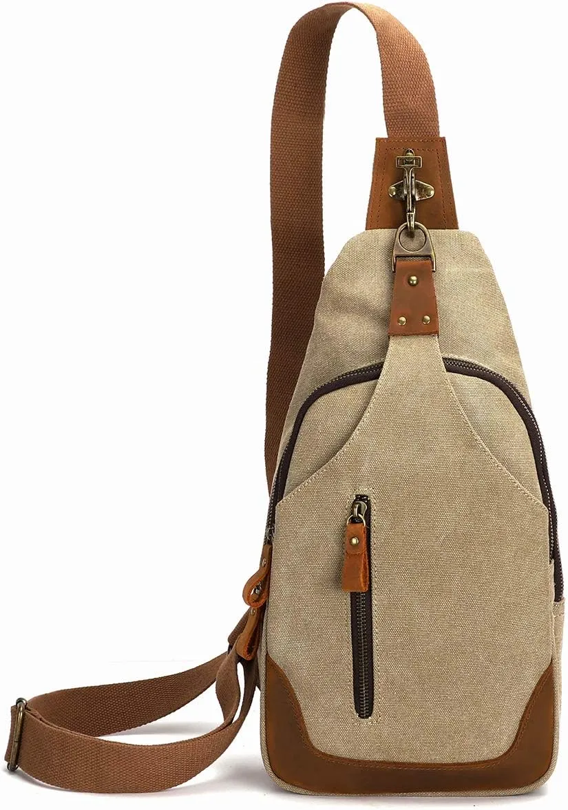 KL928 Canvas Sling Bag Crossbody Backpack Shoulder Casual Rucksack for Men Women