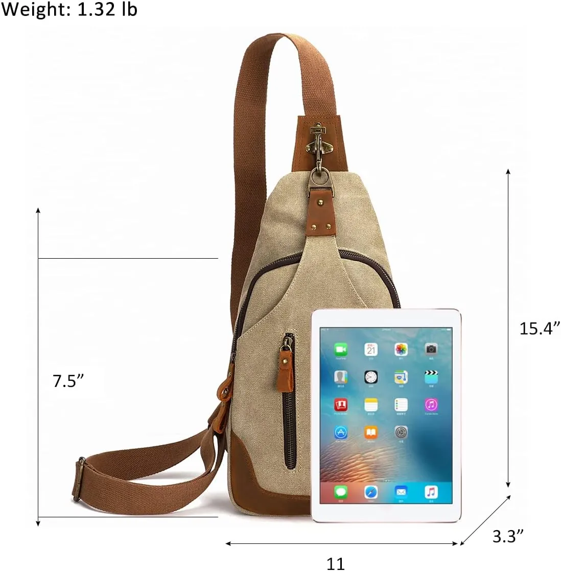 KL928 Canvas Sling Bag Crossbody Backpack Shoulder Casual Rucksack for Men Women