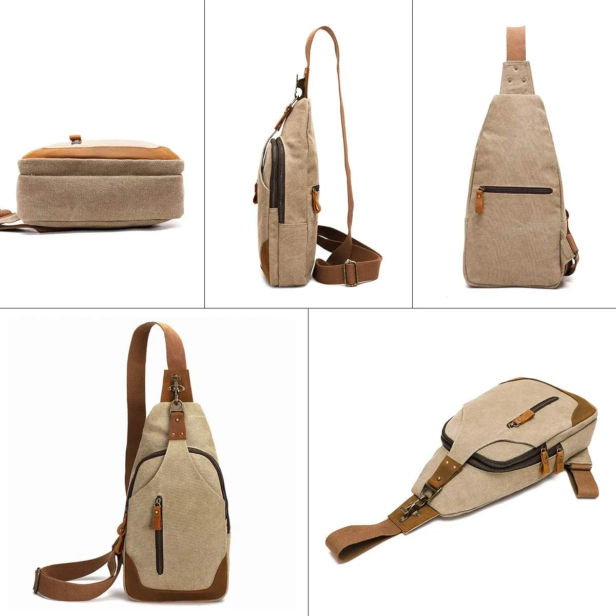 KL928 Canvas Sling Bag Crossbody Backpack Shoulder Casual Rucksack for Men Women