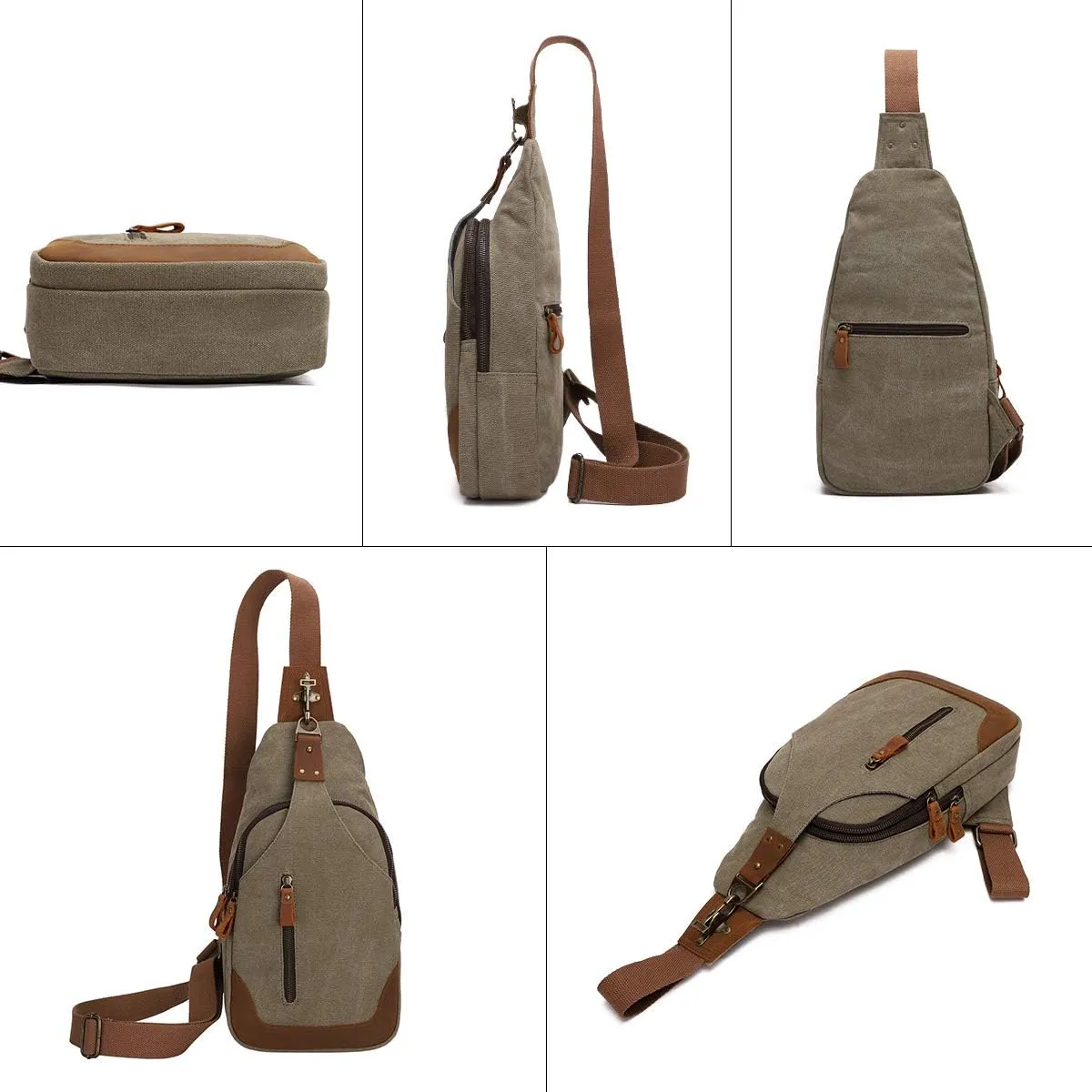 KL928 Canvas Sling Bag Crossbody Backpack Shoulder Casual Rucksack for Men Women