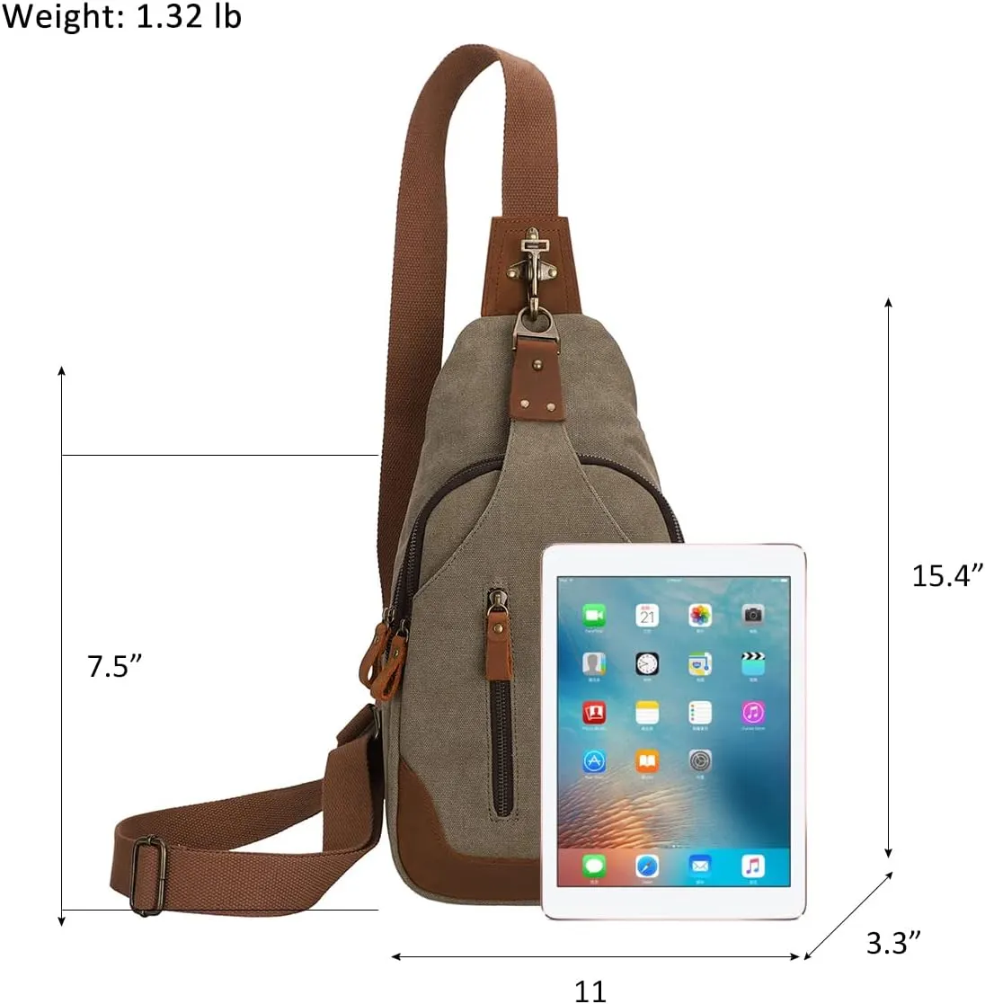 KL928 Canvas Sling Bag Crossbody Backpack Shoulder Casual Rucksack for Men Women
