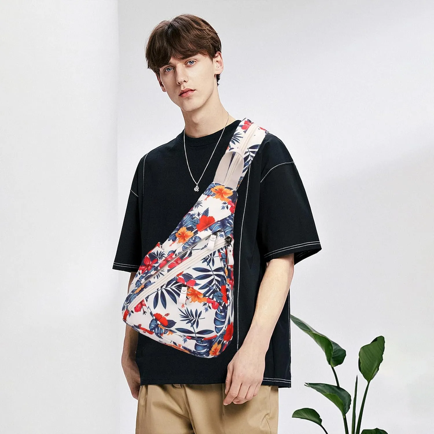 KL928 Canvas Sling Bag - Small Crossbody Backpack Shoulder Casual Daypack Rucksack for Men Women