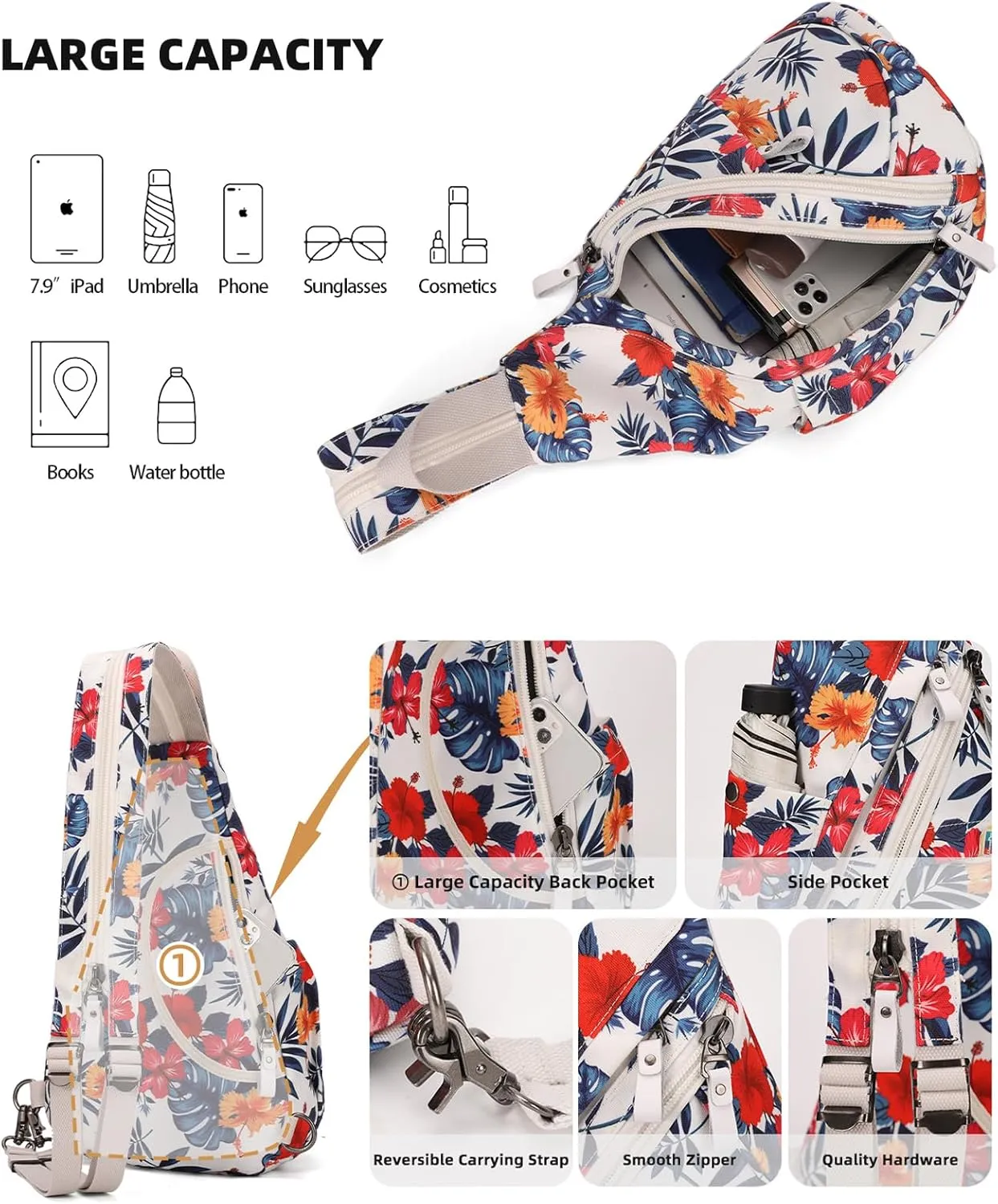 KL928 Canvas Sling Bag - Small Crossbody Backpack Shoulder Casual Daypack Rucksack for Men Women