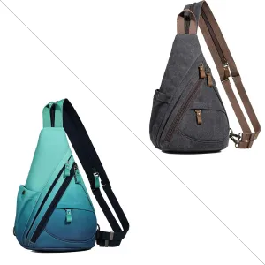 KL928 Canvas Sling Bag - Small Crossbody Backpack Shoulder Casual Daypack Rucksack for Men Women(Large Version)