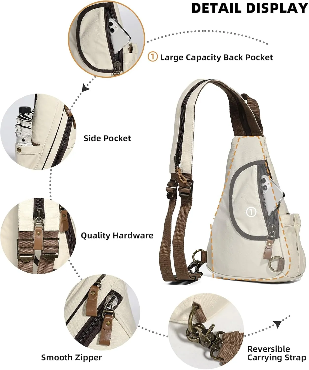 KL928 Sling Bag - Small Crossbody Backpack Shoulder Casual Daypack Rucksack for Men Women