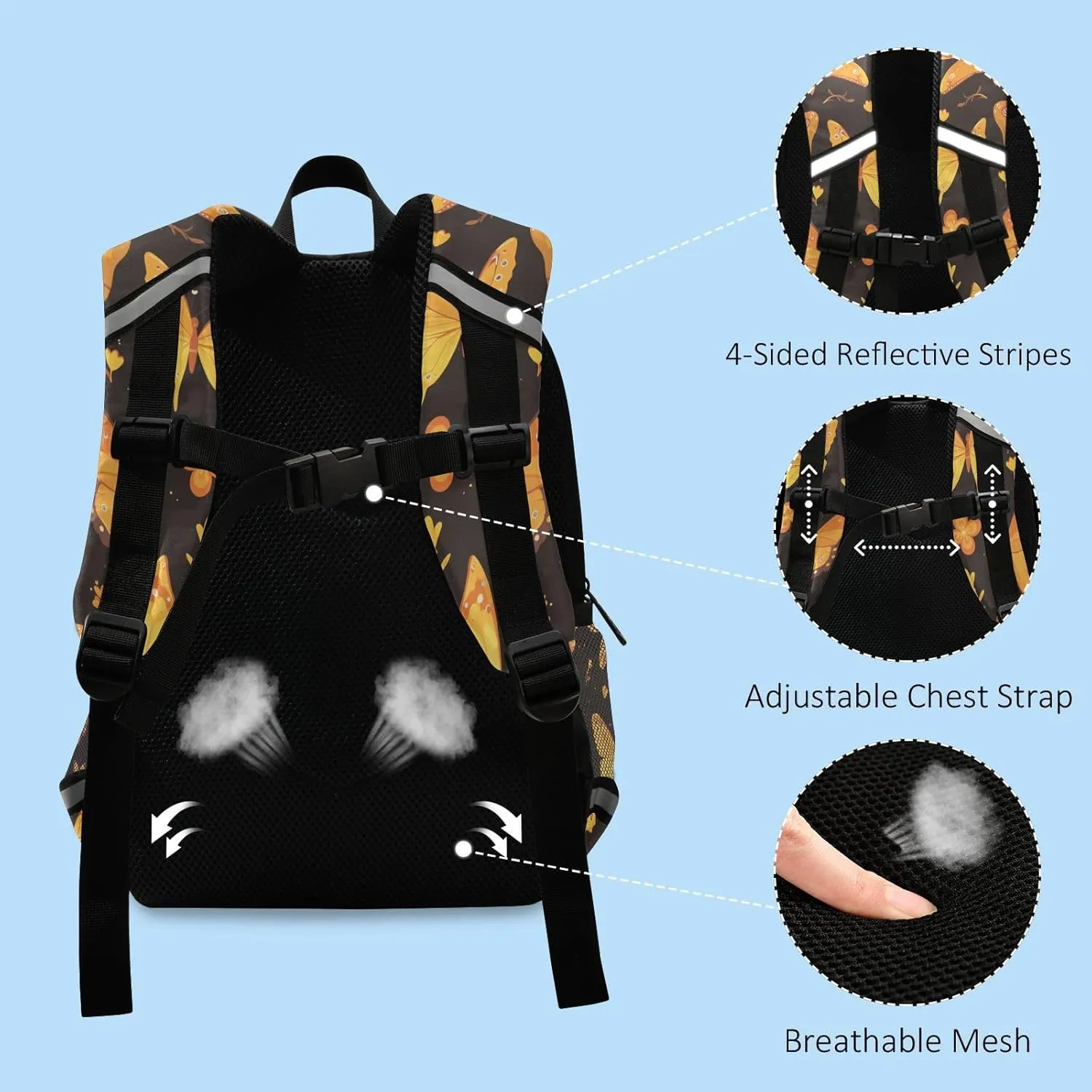 KLL Mini Boys Backpacks Monarch Butterfly Cute Travel Outdoor Daypack Bookbag