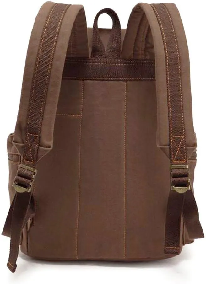 koolehaoda Vintage Canvas Backpack Rucksack Unisex Casual Backpack for 12-17" Laptop Backpack Travel Camping Hiking Bag (L-Coffee)
