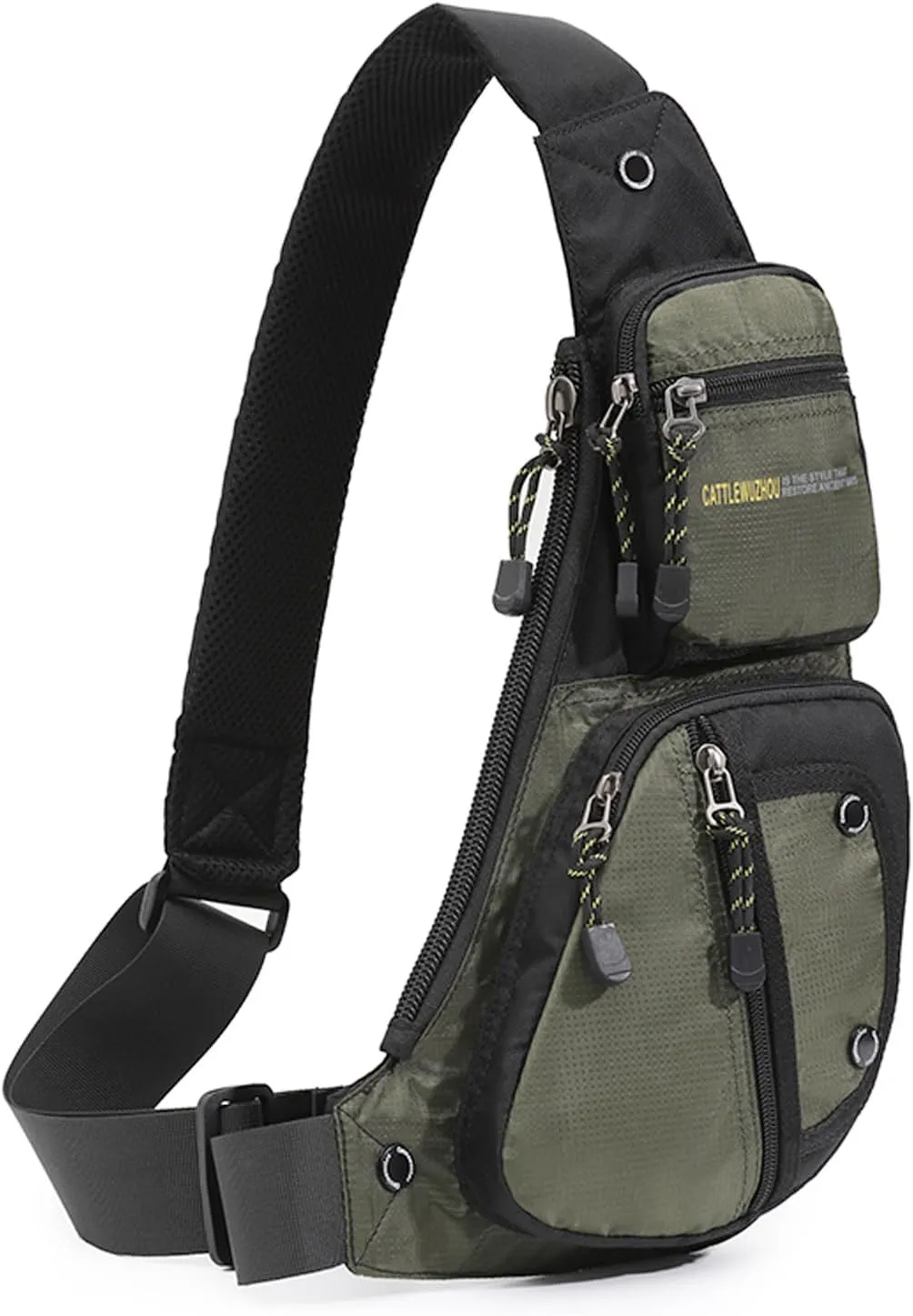 KPYWZER Nylon Sling Bag for Men Chest Bag Bicycle Travel Gym Backpack Daypack Crossbody Shoulder Bag Hiking