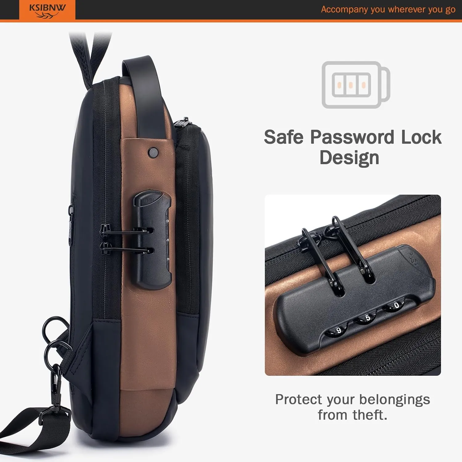 KSIBNW Crossbody Bag for Men and Women Tiny Day Bag Waterproof Sling Bag for Sport Hiking Walking,Black