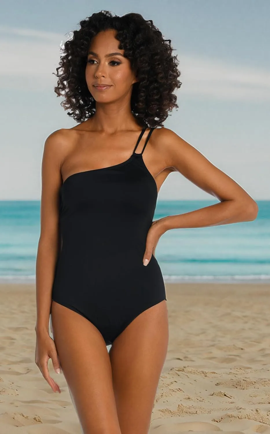 La Blanca Women's One Piece Swimsuit Single Shoulder Tummy Control Bathing Suit