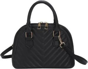 Ladies Fashion Solid Color Leather Versatile Handbag Double Zipper Messenger Bag Canvas Messenger (Black, One Size)