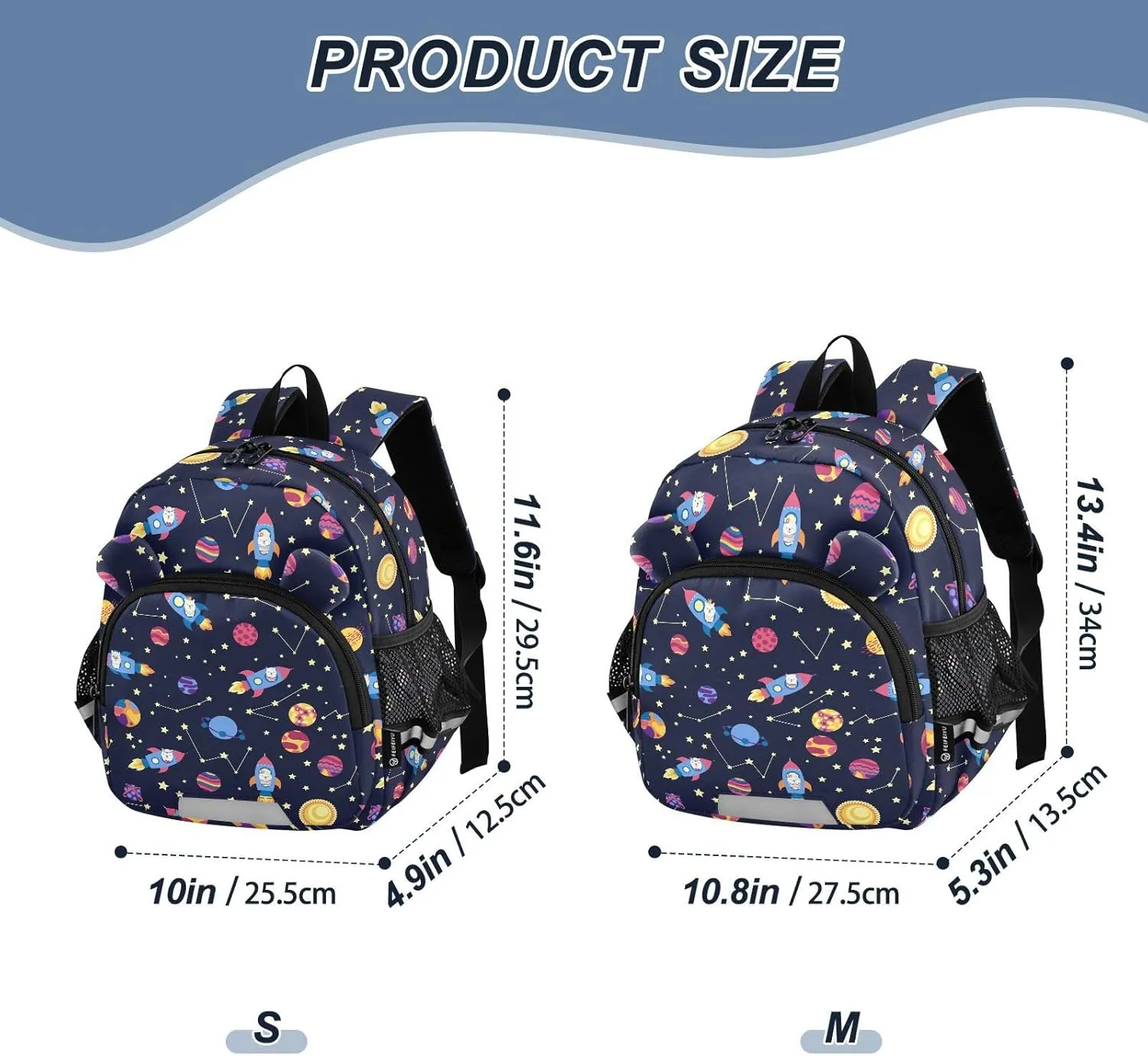 Lama Preschool Backpack Rocket Space Daycare Bookbag School Backpack with Traction Rope for Kids 3-6