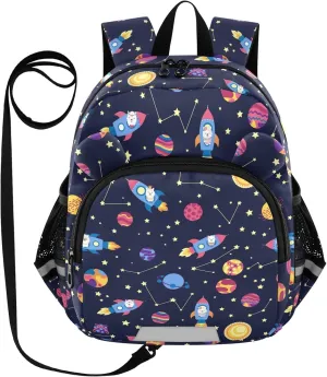 Lama Preschool Backpack Rocket Space Daycare Bookbag School Backpack with Traction Rope for Kids 3-6