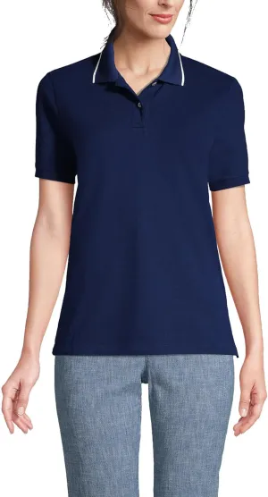 Lands' End Women's Mesh Cotton Short Sleeve Polo Shirt
