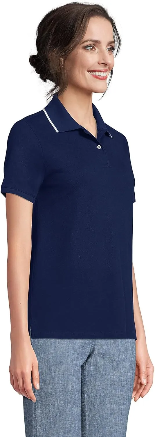 Lands' End Women's Mesh Cotton Short Sleeve Polo Shirt
