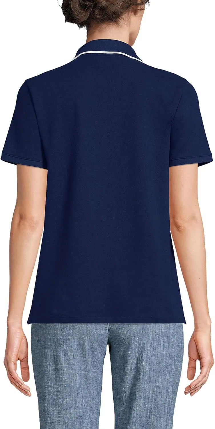 Lands' End Women's Mesh Cotton Short Sleeve Polo Shirt