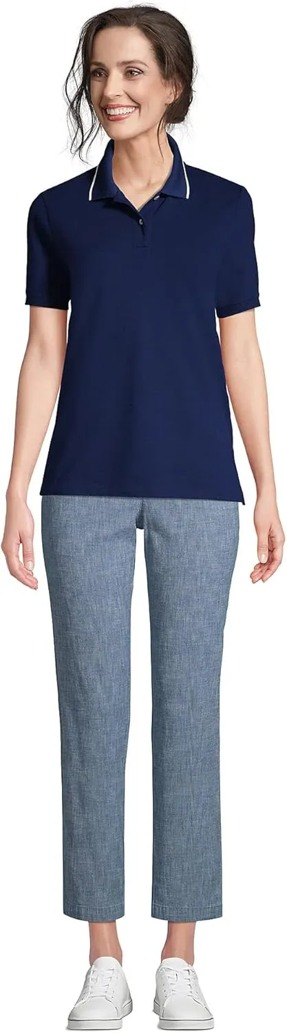 Lands' End Women's Mesh Cotton Short Sleeve Polo Shirt