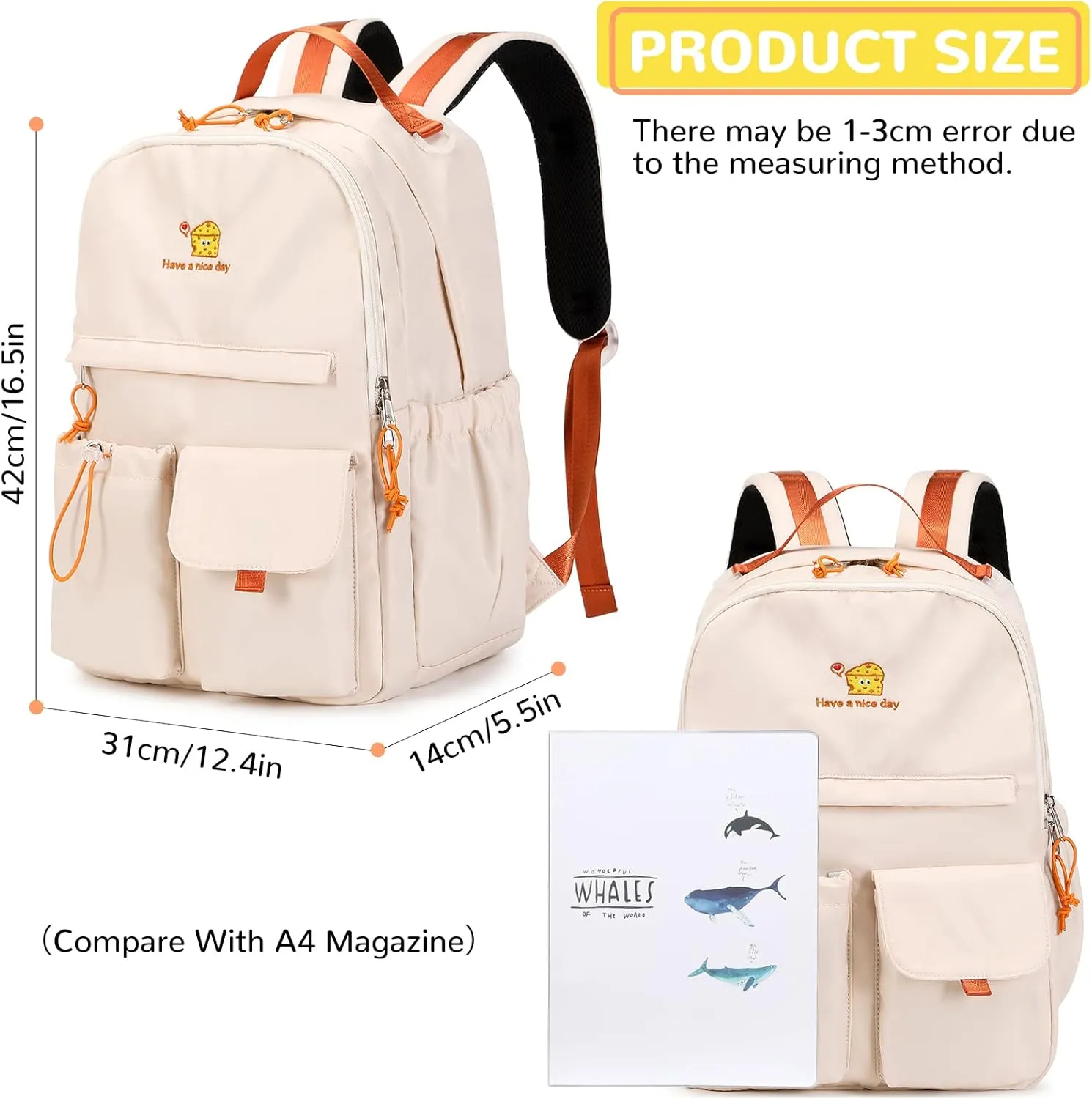 Lanola Teen Girl School Backpack Casual Daypack Bookbag Elementary College Travel Backpack with Cute Ribbon for Girls